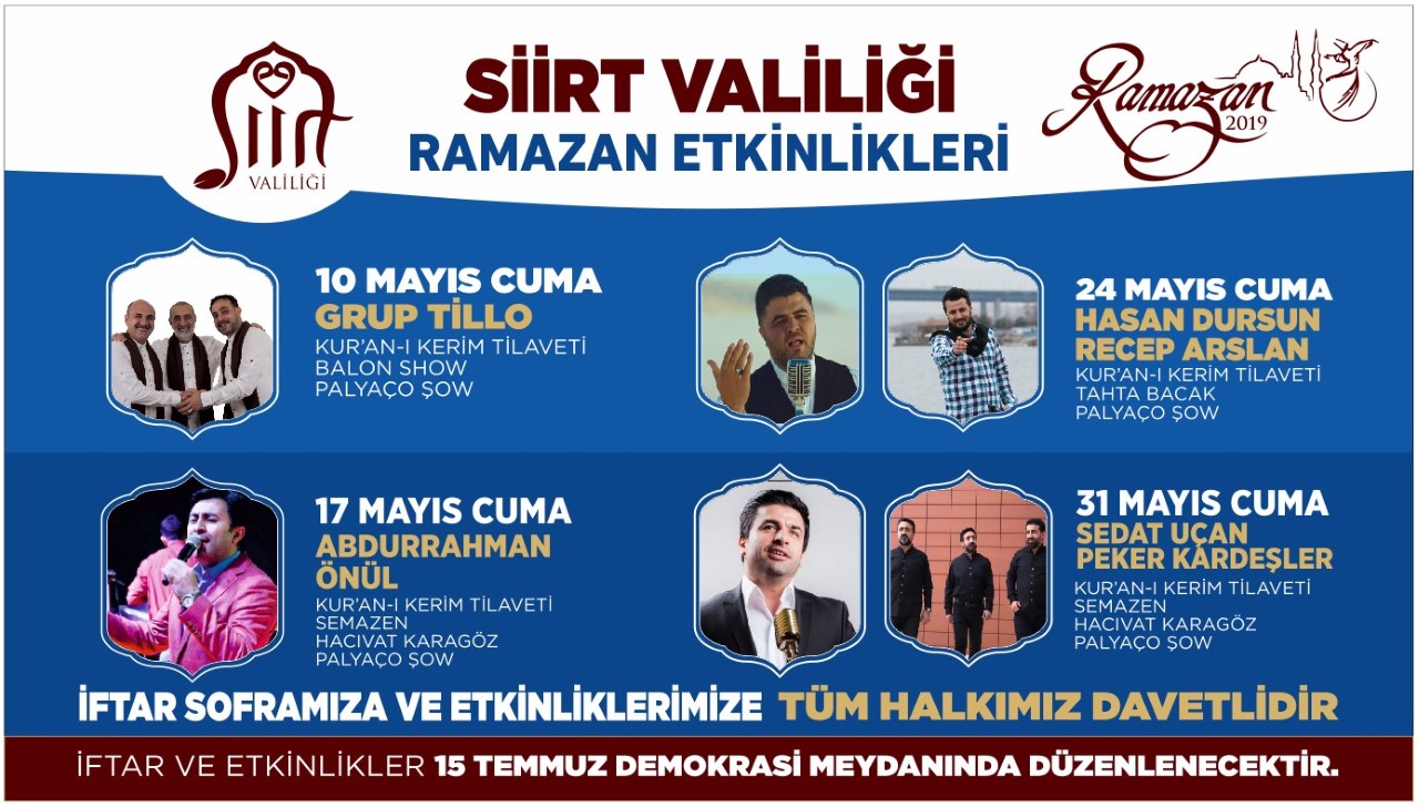 SİİRT VALİLİĞİ, RAMAZAN AYINDA ÇEŞİTLİ ETKİNLİKLER DÜZENLİYOR